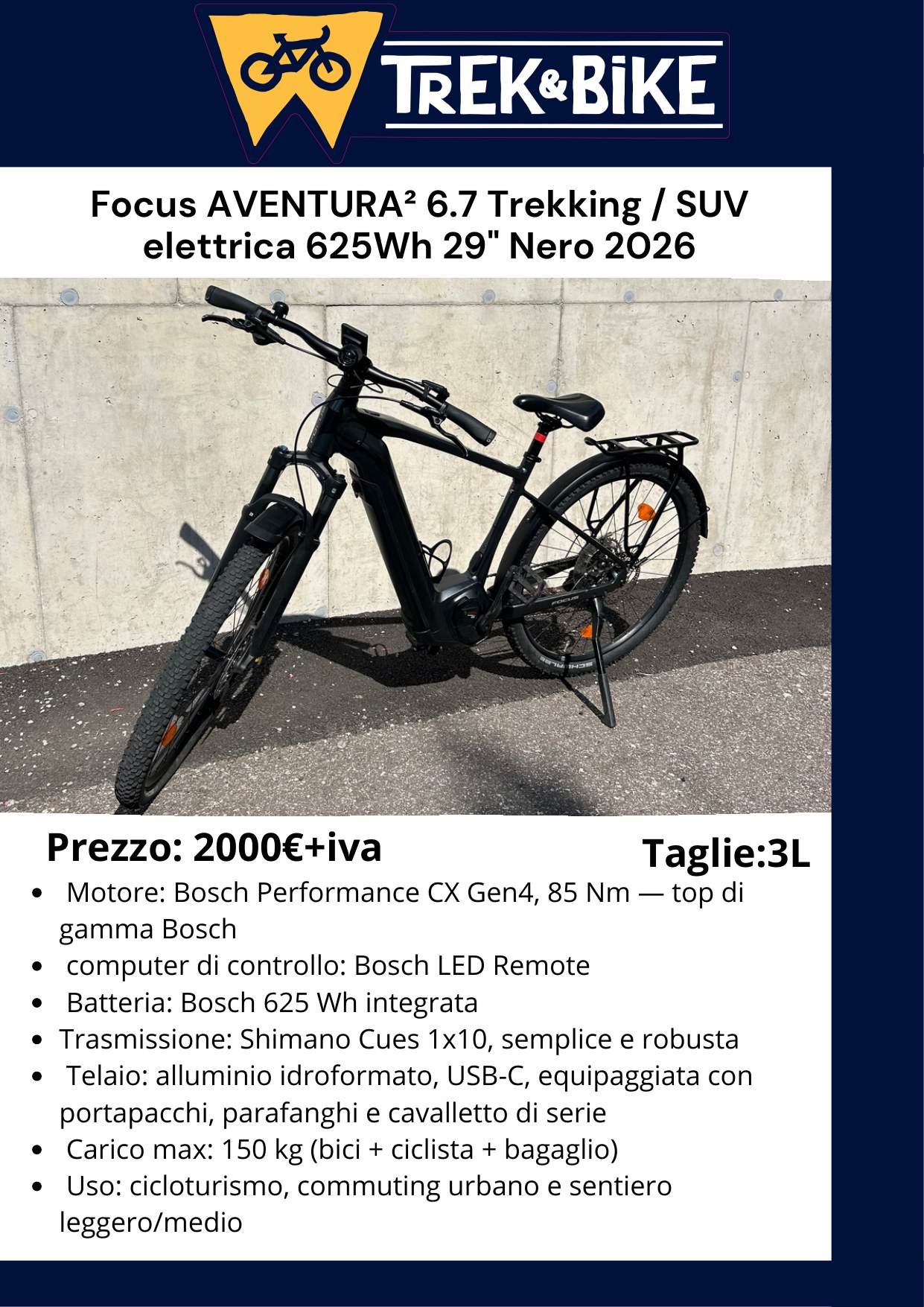 Focus AVENTURA² 6.7 Trekking / SUV elettrica 625 Wh 29” Nero 2026 - volantino Trentino WILD